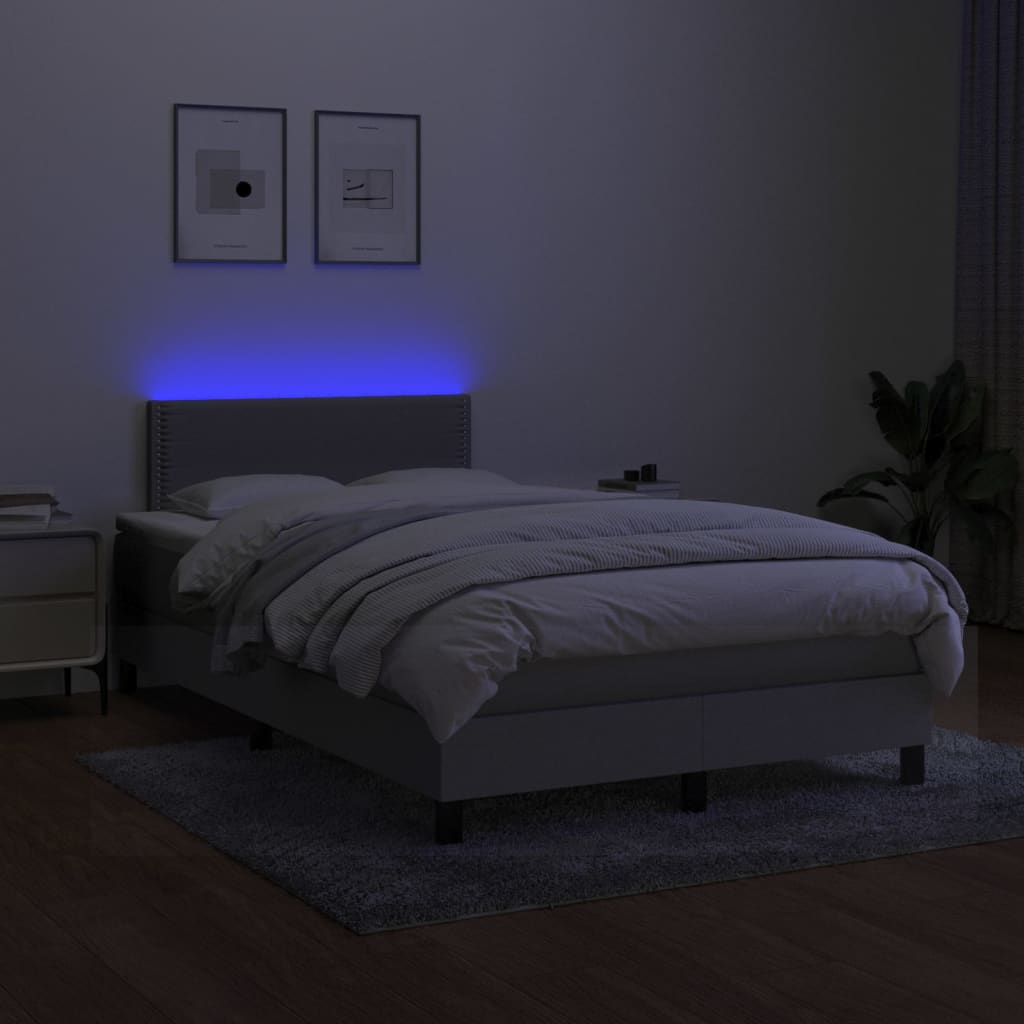 Krevet box spring s madracem LED svjetlosivi 120x200 cm tkanina