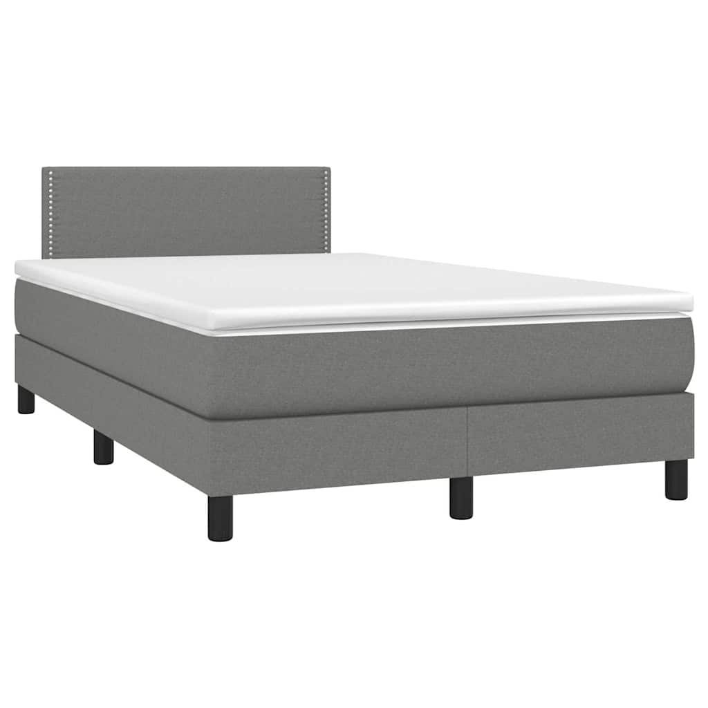 Krevet box spring s madracem LED tamnosivi 120 x 200 cm tkanina