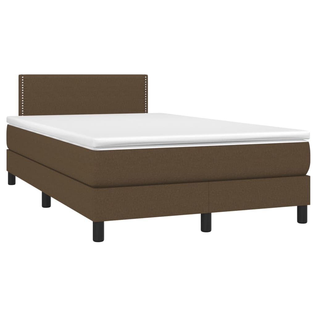 Krevet box spring s madracem LED tamnosmeđi 120x200 cm tkanina