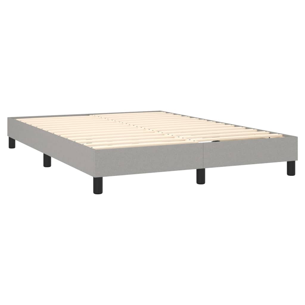 Krevet box spring s madracem LED svjetlosivi 140x200 cm tkanina