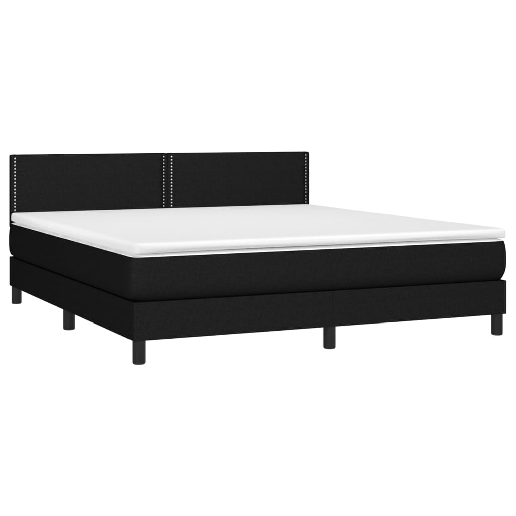 Krevet box spring s madracem LED crni 160x200 cm od tkanine