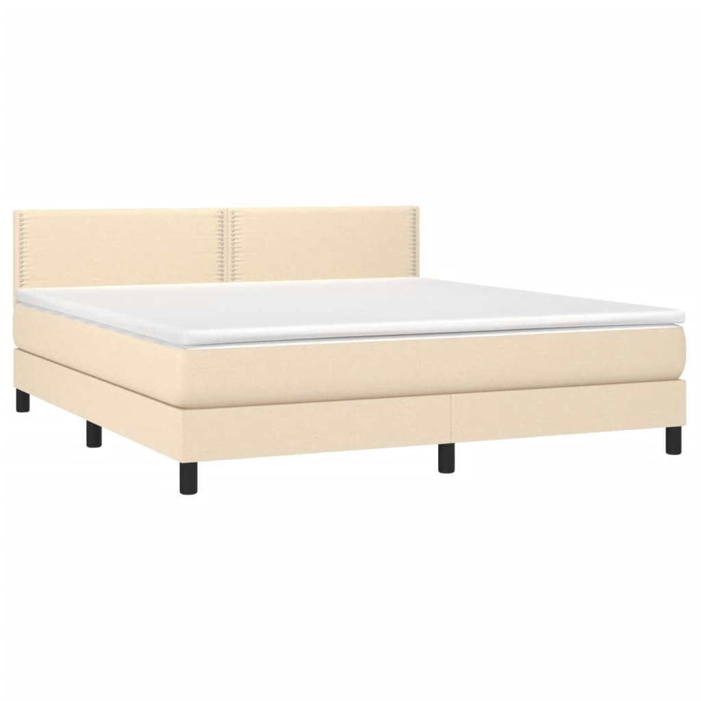 Krevet box spring s madracem LED krem 180x200 cm od tkanine