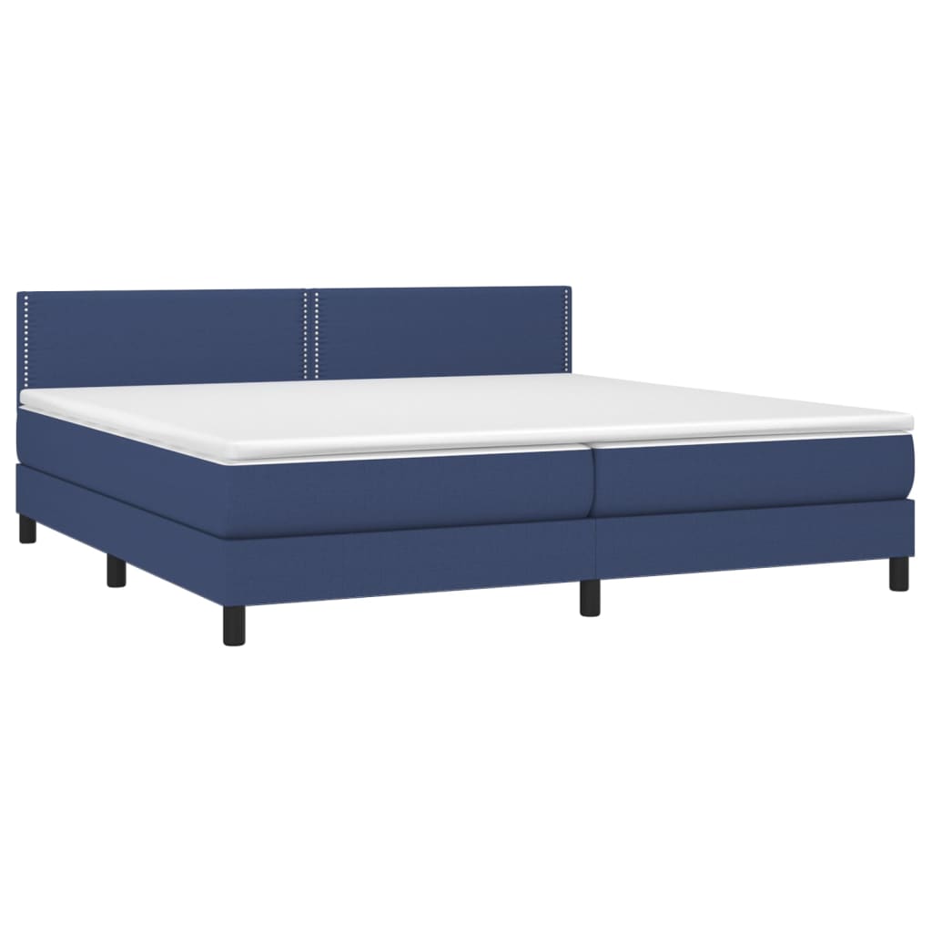 Krevet box spring s madracem LED plavi 200x200 cm od tkanine