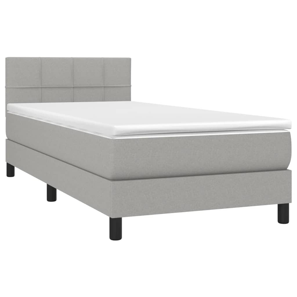 Krevet box spring s madracem LED svjetlosivi 80x200 cm tkanina