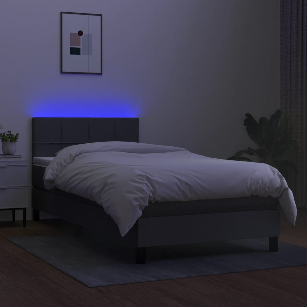 Krevet box spring s madracem LED tamnosivi 80 x 200 cm tkanina