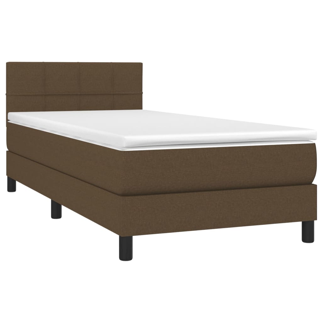 Krevet box spring s madracem LED tamnosmeđi 80 x 200 cm tkanina