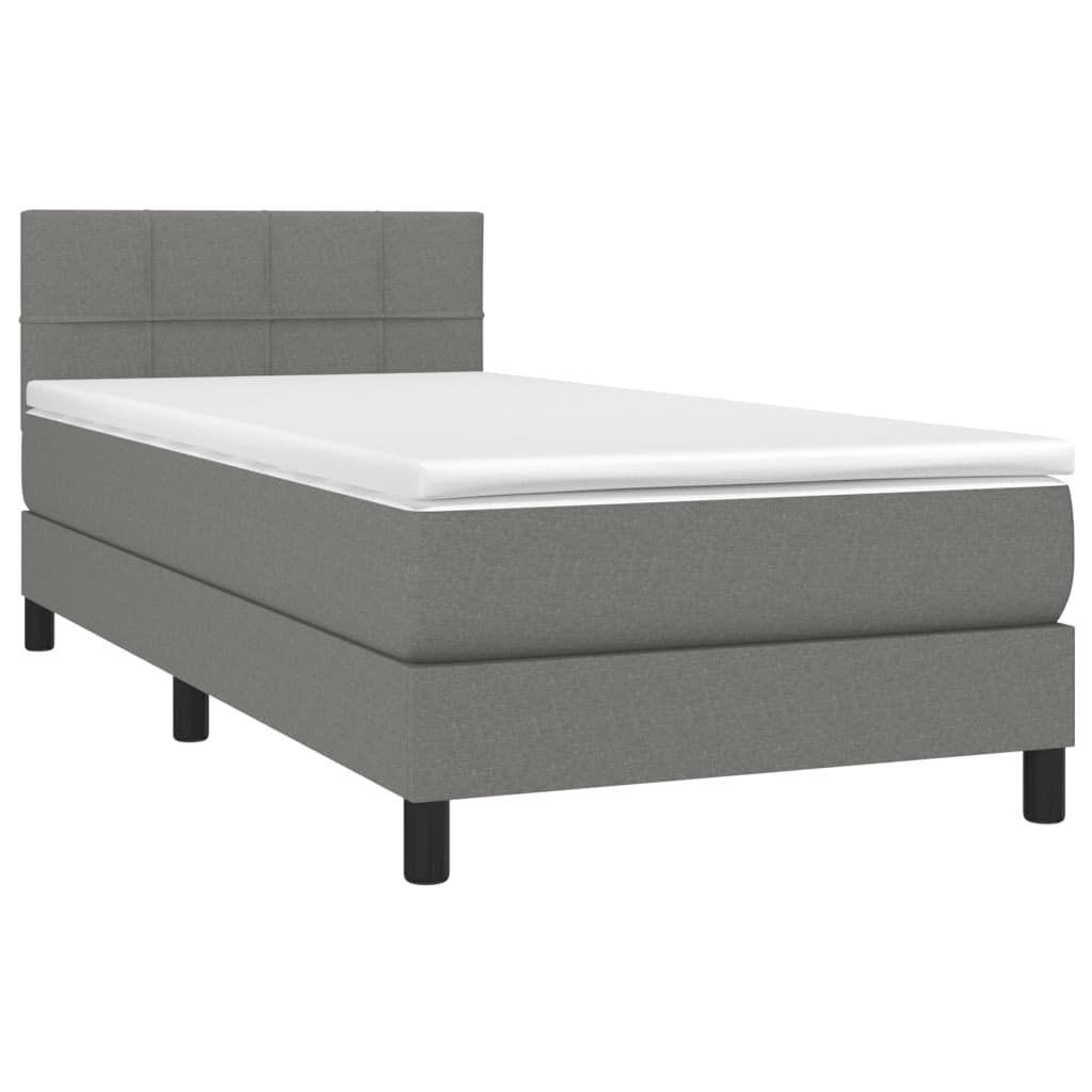 Krevet box spring s madracem LED tamnosivi 90x200 cm tkanina
