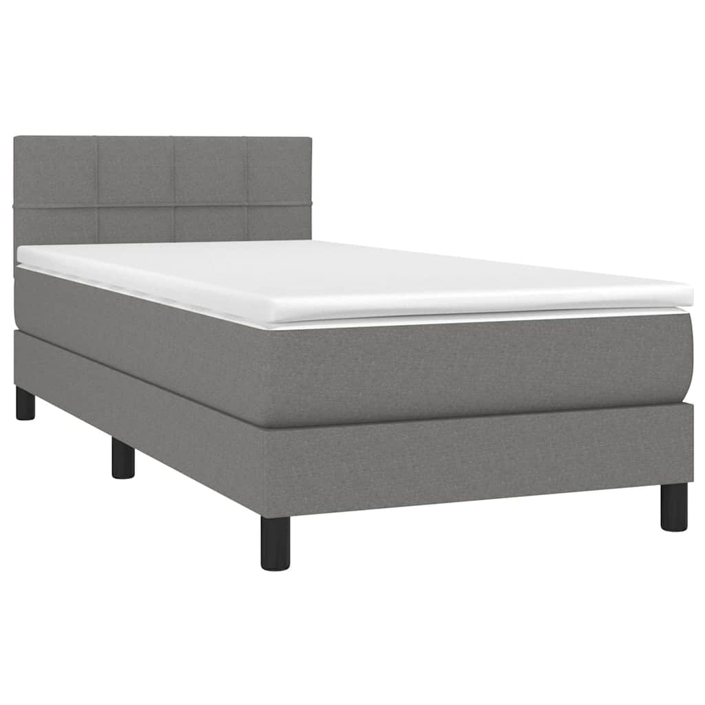 Krevet box spring s madracem LED tamnosivi 90x200 cm tkanina