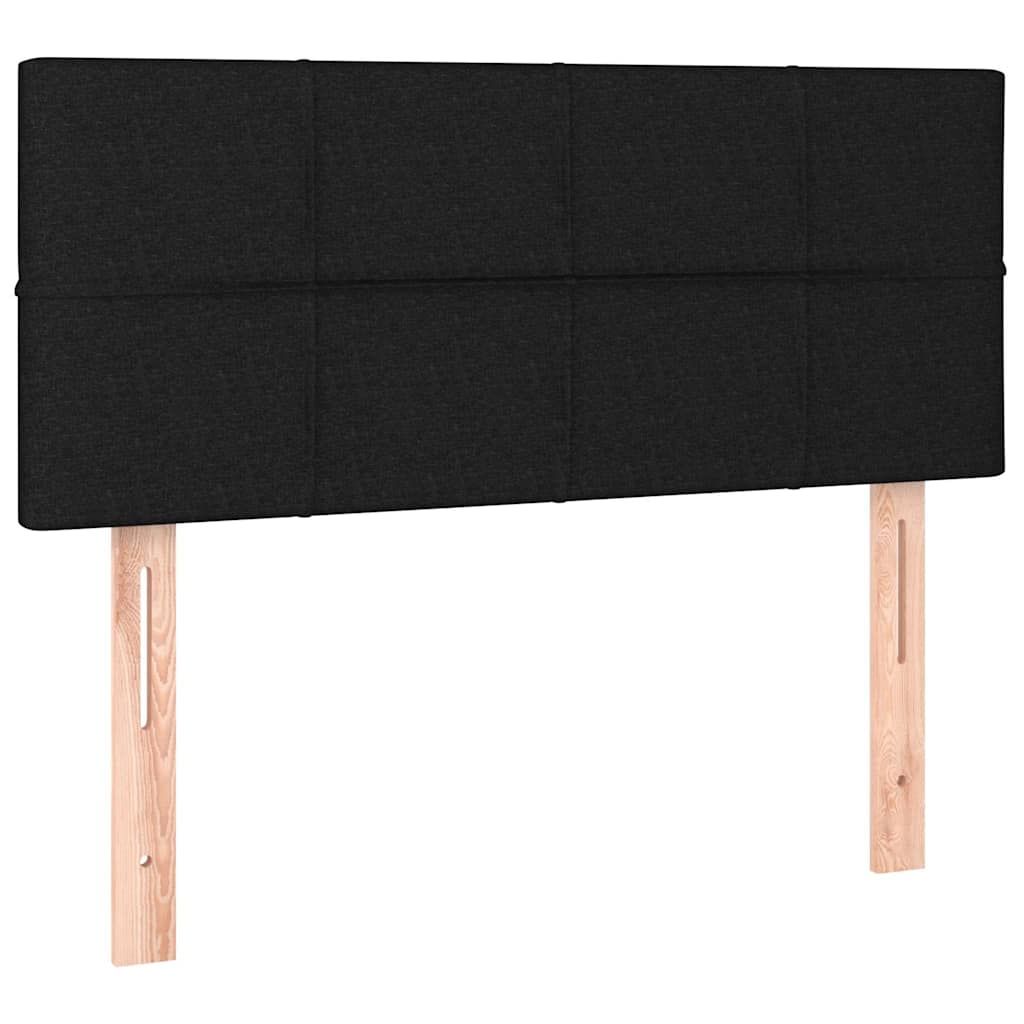 Krevet box spring s madracem LED crni 90x200 cm od tkanine