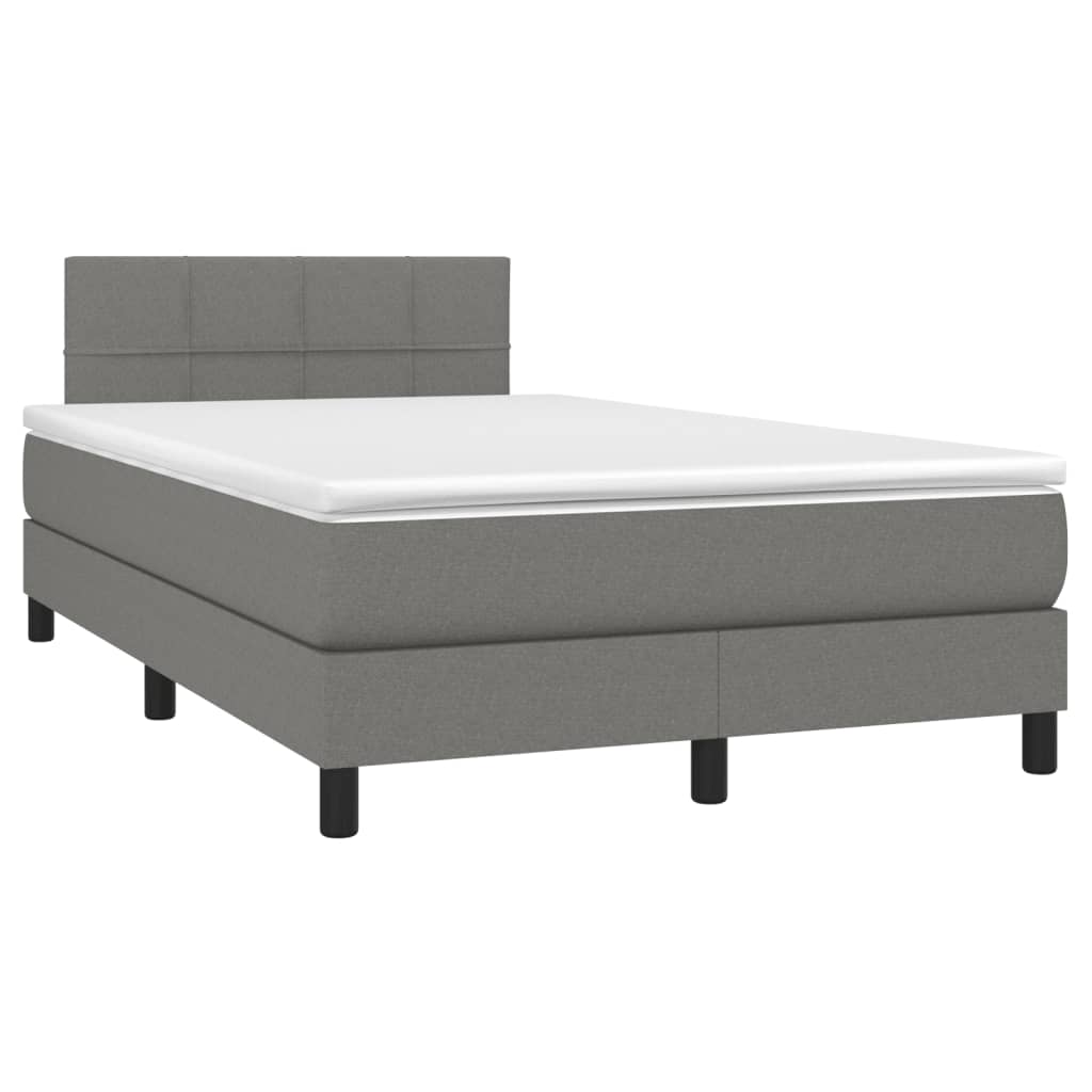 Krevet box spring s madracem LED tamnosivi 120 x 200 cm tkanina