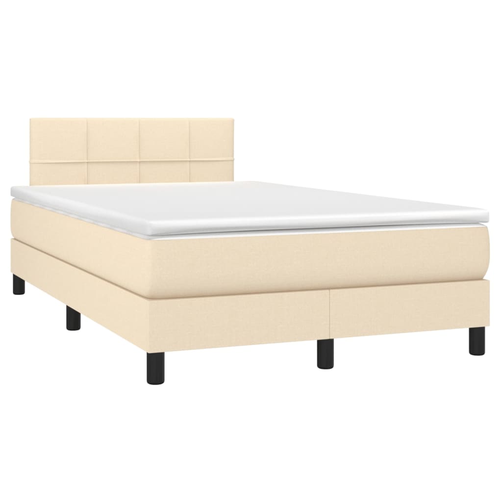 Krevet box spring s madracem LED krem 120 x 200 cm od tkanine