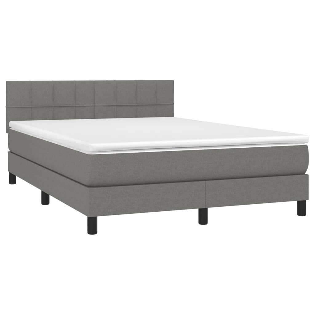 Krevet box spring s madracem LED tamnosivi 140x200 cm tkanina