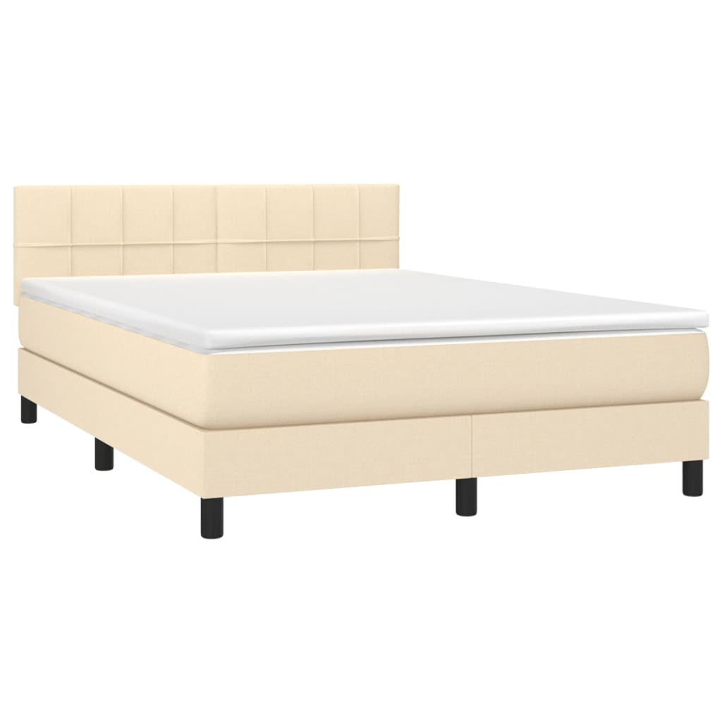 Krevet box spring s madracem LED krem 140x200 cm od tkanine