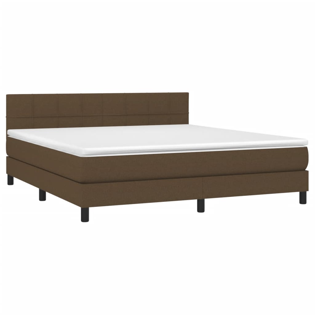 Krevet box spring s madracem LED tamnosmeđi 180x200 cm tkanina