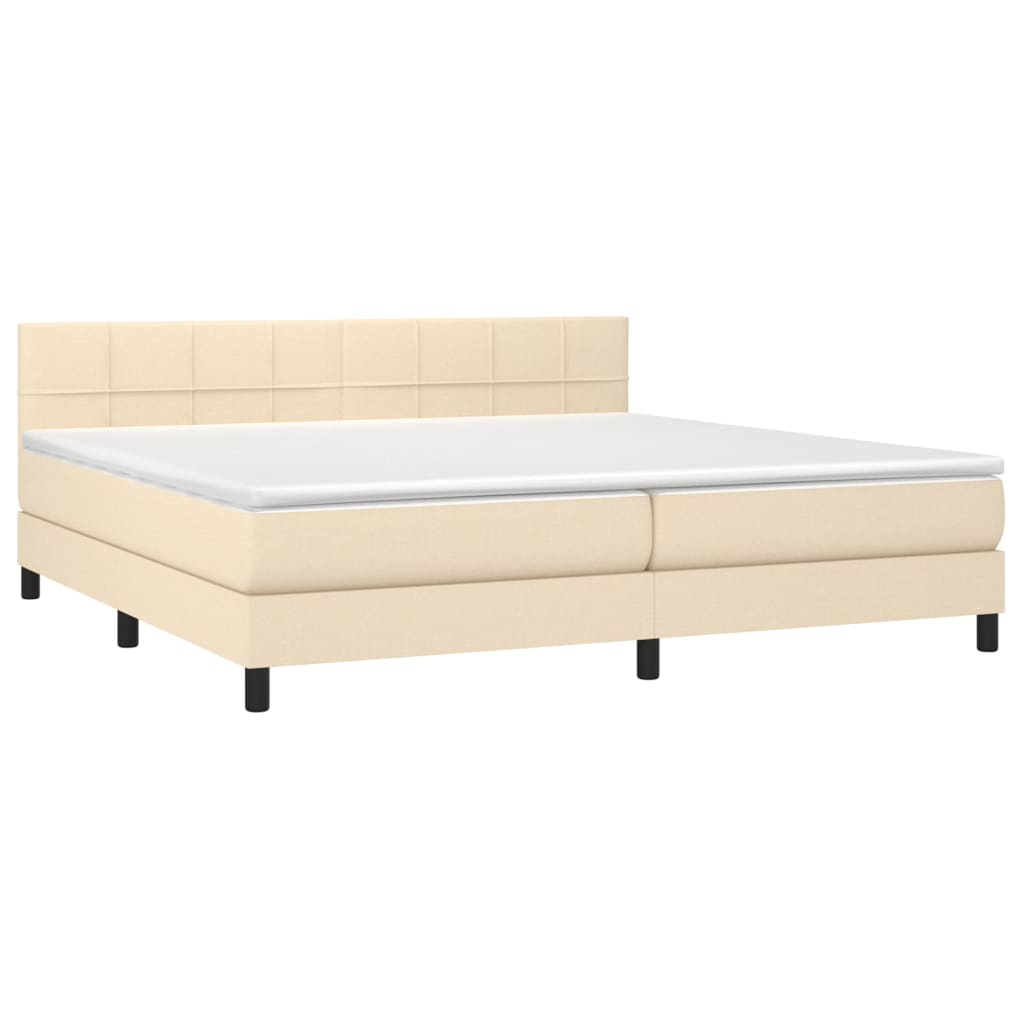 Krevet box spring s madracem LED krem 200x200 cm od tkanine