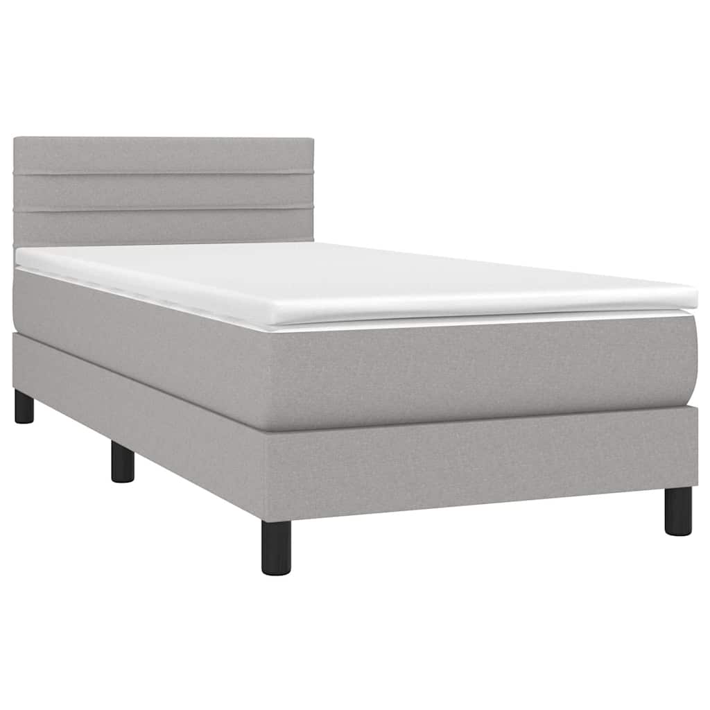 Krevet box spring s madracem LED svjetlosivi 80x200 cm tkanina
