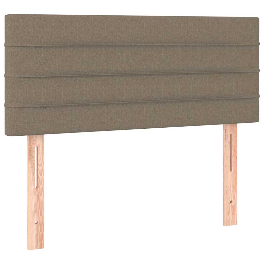 Krevet box spring s madracem LED smeđesivi 80 x 200 cm tkanina