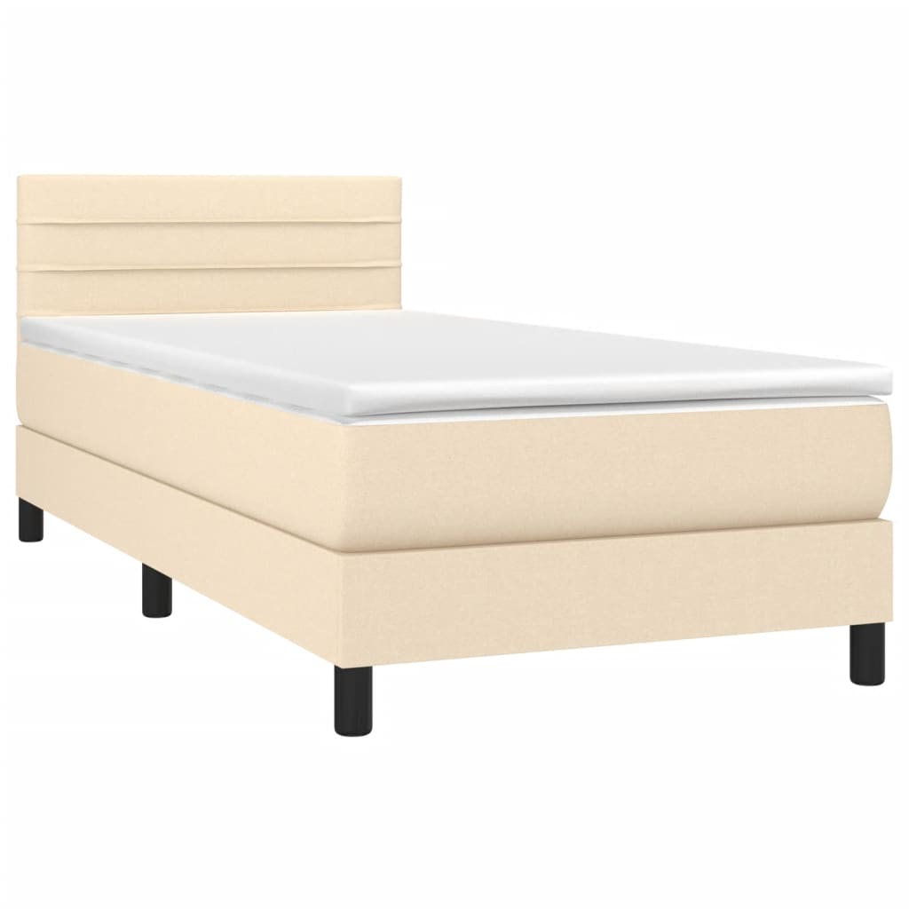 Krevet box spring s madracem LED krem 80 x 200 cm od tkanine