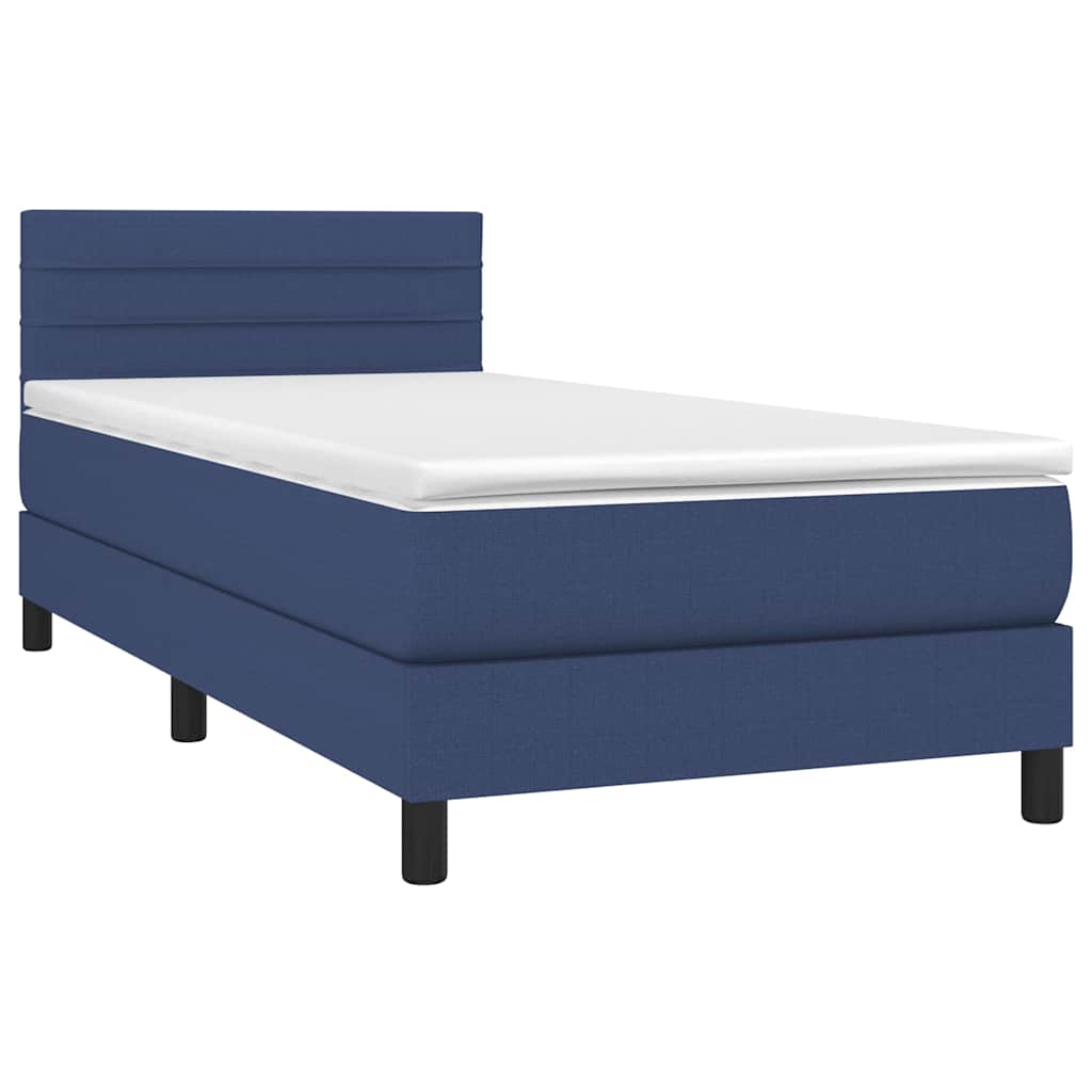 Krevet box spring s madracem LED plavi 80 x 200 cm od tkanine