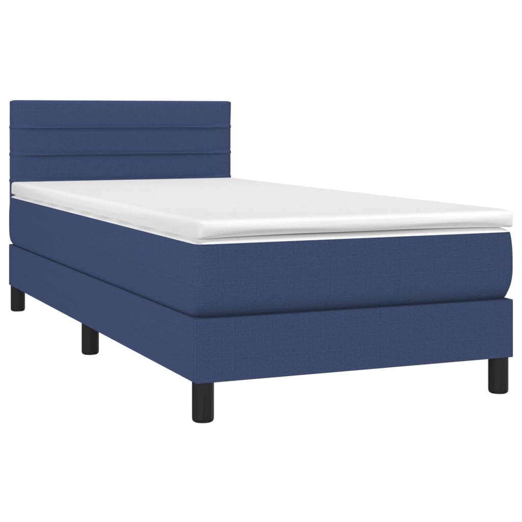 Krevet box spring s madracem LED plavi 100x200 cm od tkanine