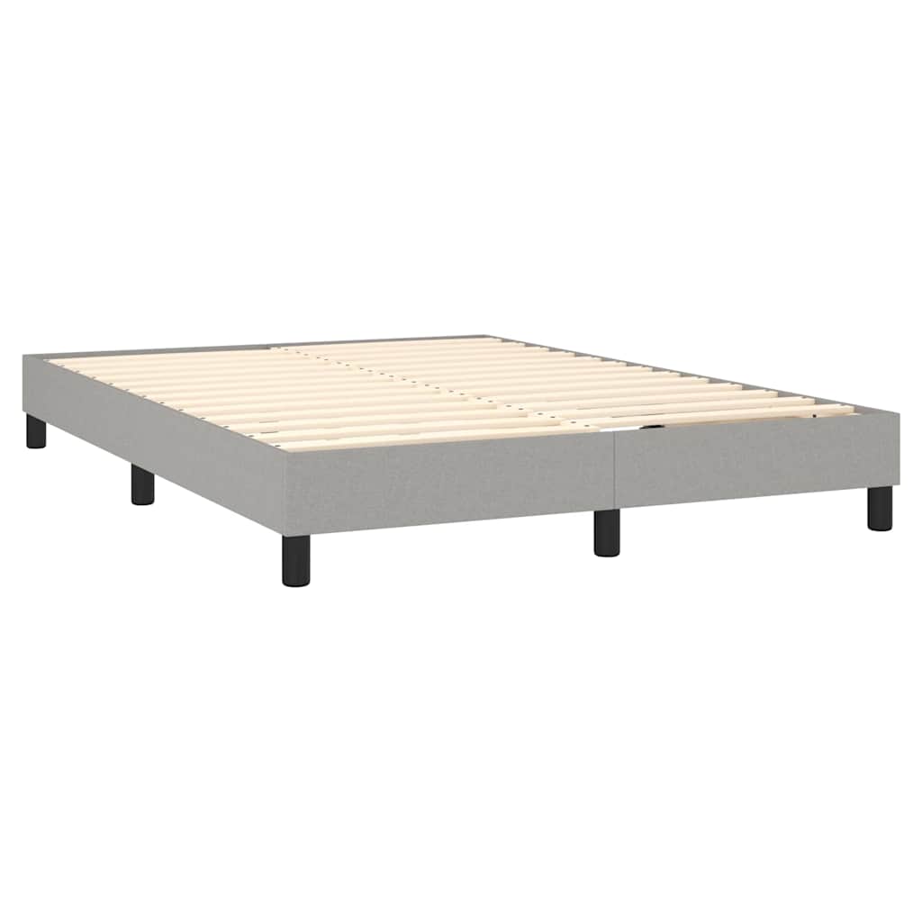 Krevet box spring s madracem LED svjetlosivi 140x190 cm tkanina