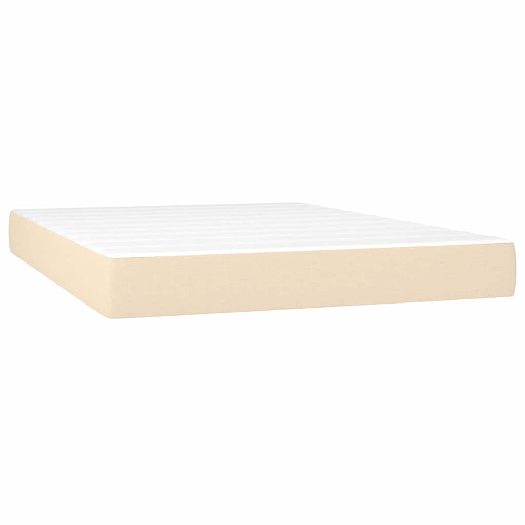 Krevet box spring s madracem LED krem 140x200 cm od tkanine