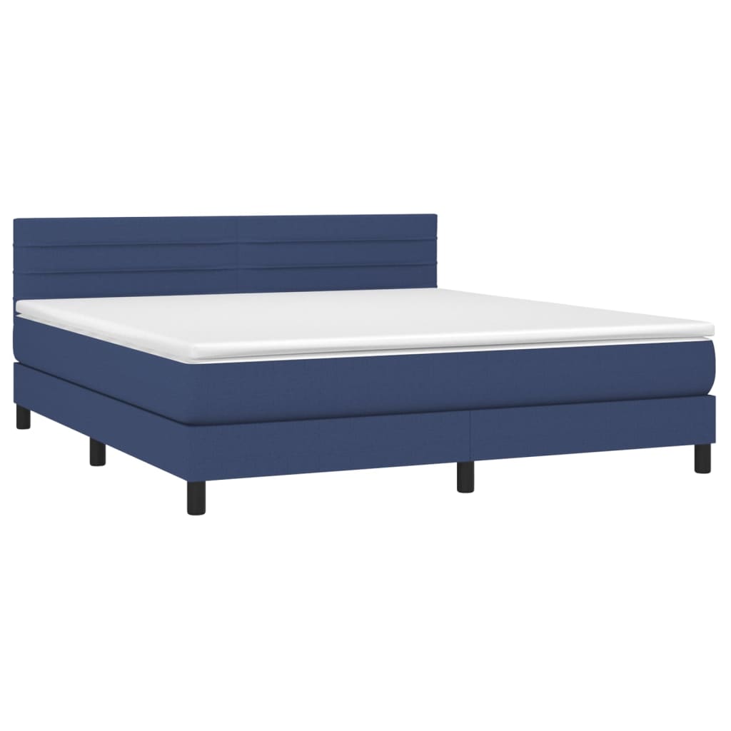 Krevet box spring s madracem LED plavi 160x200 cm od tkanine