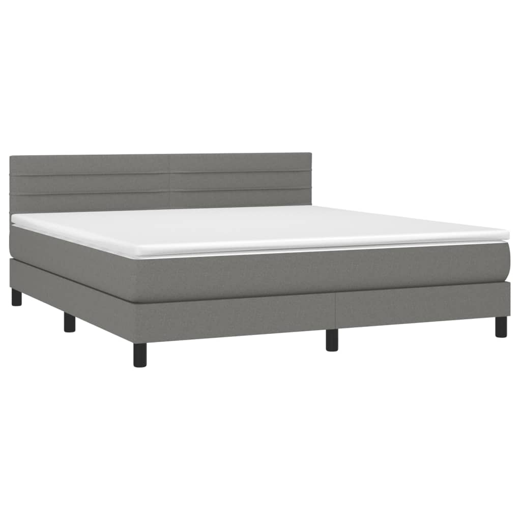 Krevet box spring s madracem LED tamnosivi 180x200 cm tkanina