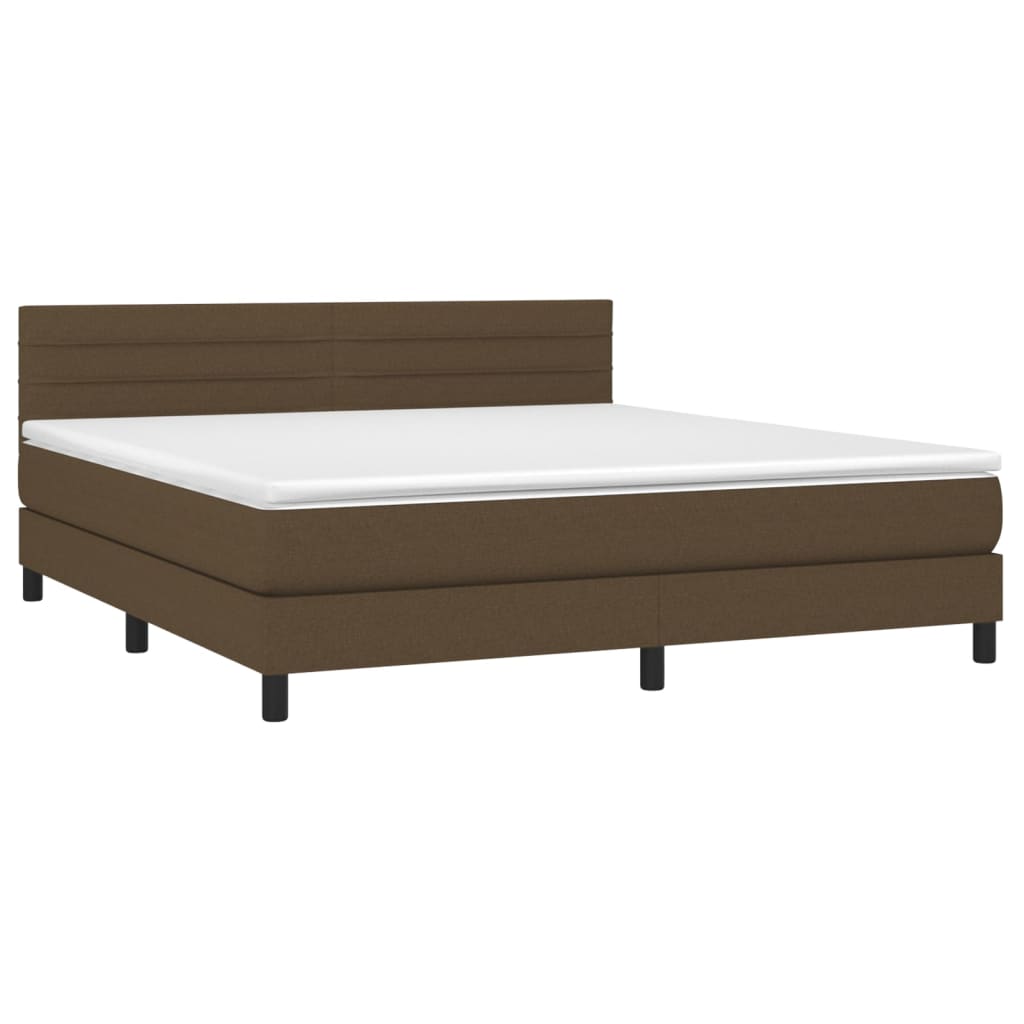Krevet box spring s madracem LED tamnosmeđi 180x200 cm tkanina