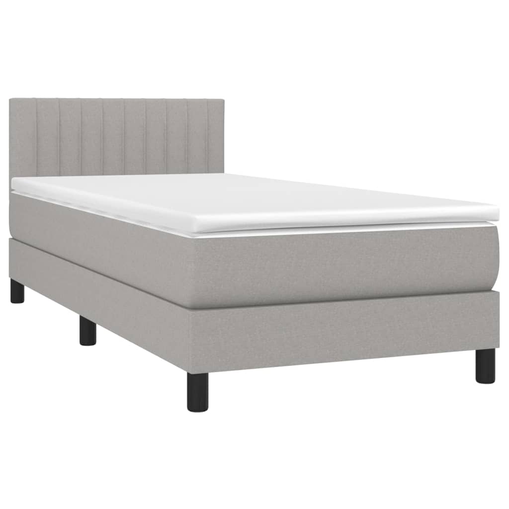 Krevet box spring s madracem LED svjetlosivi 80x200 cm tkanina