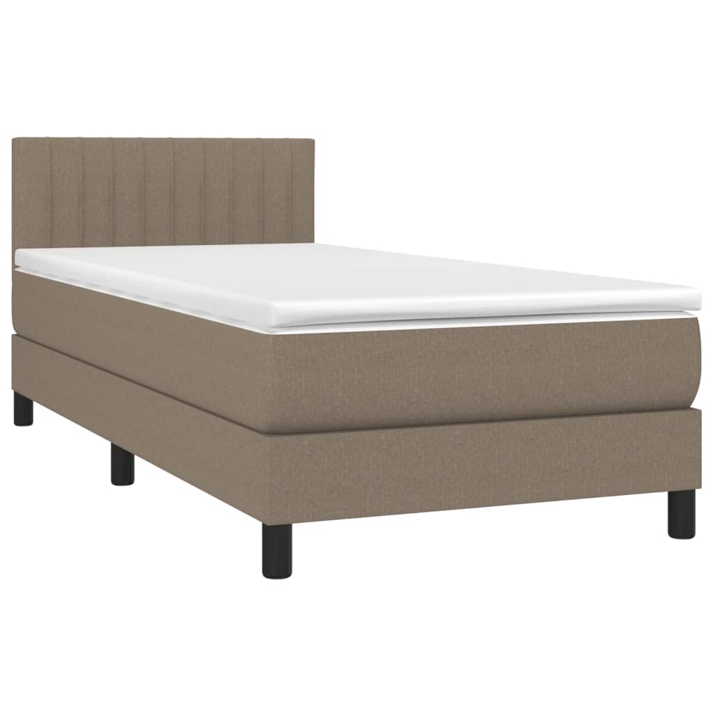 Krevet box spring s madracem LED smeđesivi 80 x 200 cm tkanina