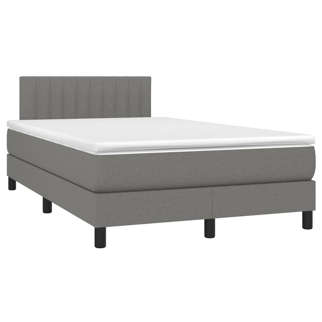 Krevet box spring s madracem LED tamnosivi 120 x 200 cm tkanina