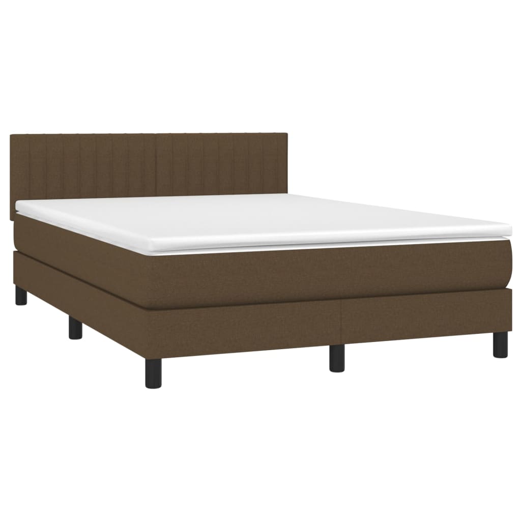 Krevet box spring s madracem LED tamnosmeđi 140x200 cm tkanina