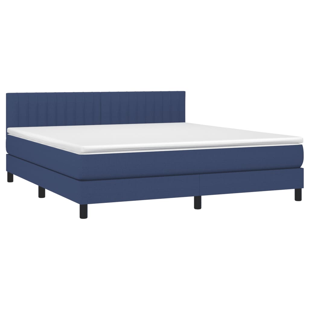 Krevet box spring s madracem LED plavi 180x200 cm od tkanine