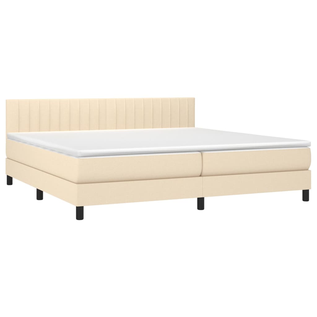 Krevet box spring s madracem LED krem 200x200 cm od tkanine