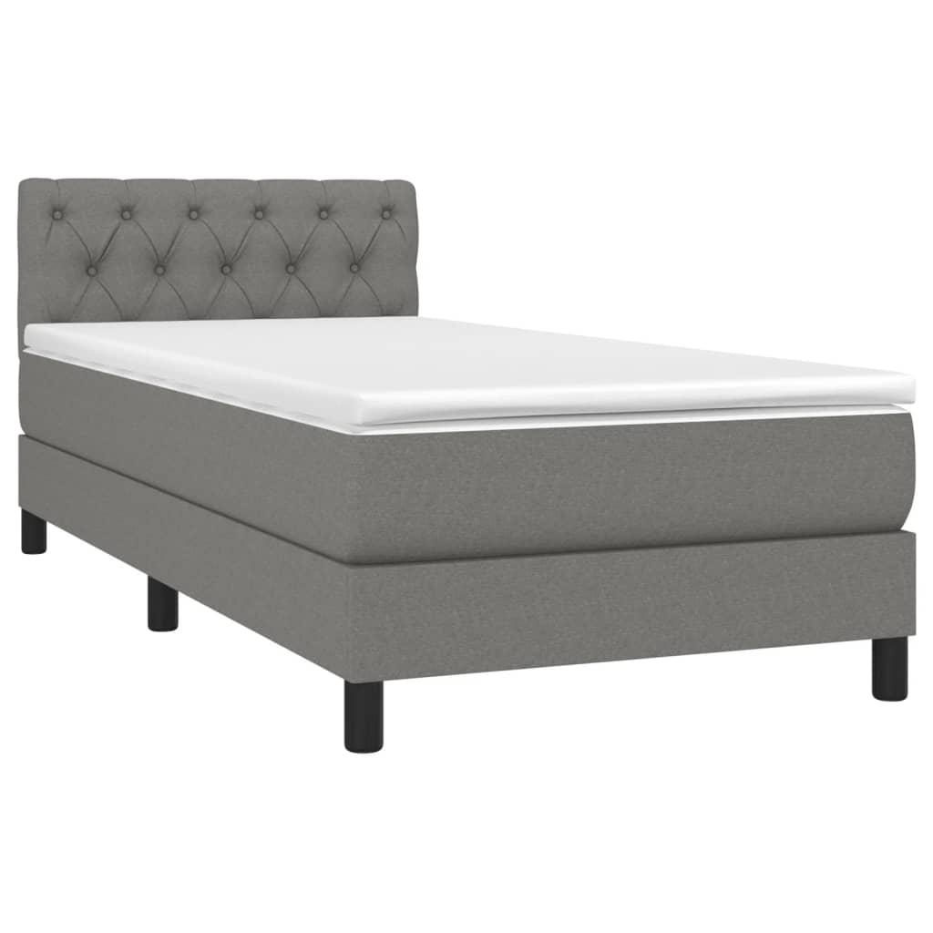 Krevet box spring s madracem LED tamnosivi 80 x 200 cm tkanina