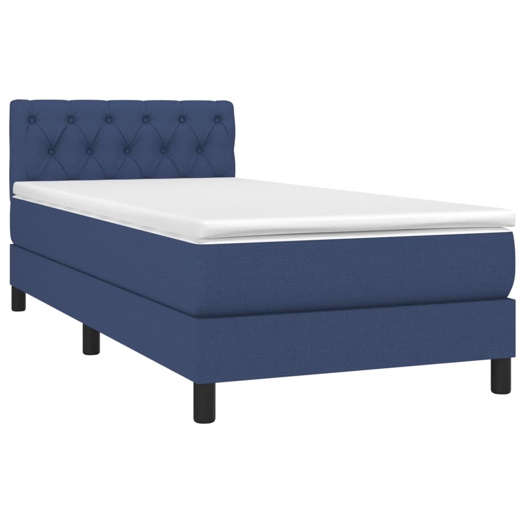 Krevet box spring s madracem LED plavi 80 x 200 cm od tkanine