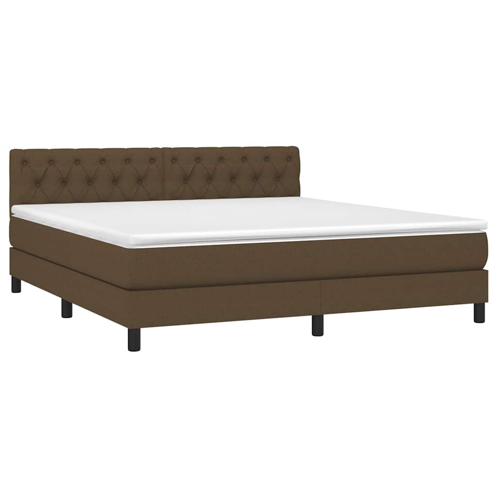 Krevet box spring s madracem LED tamnosmeđi 160x200 cm tkanina