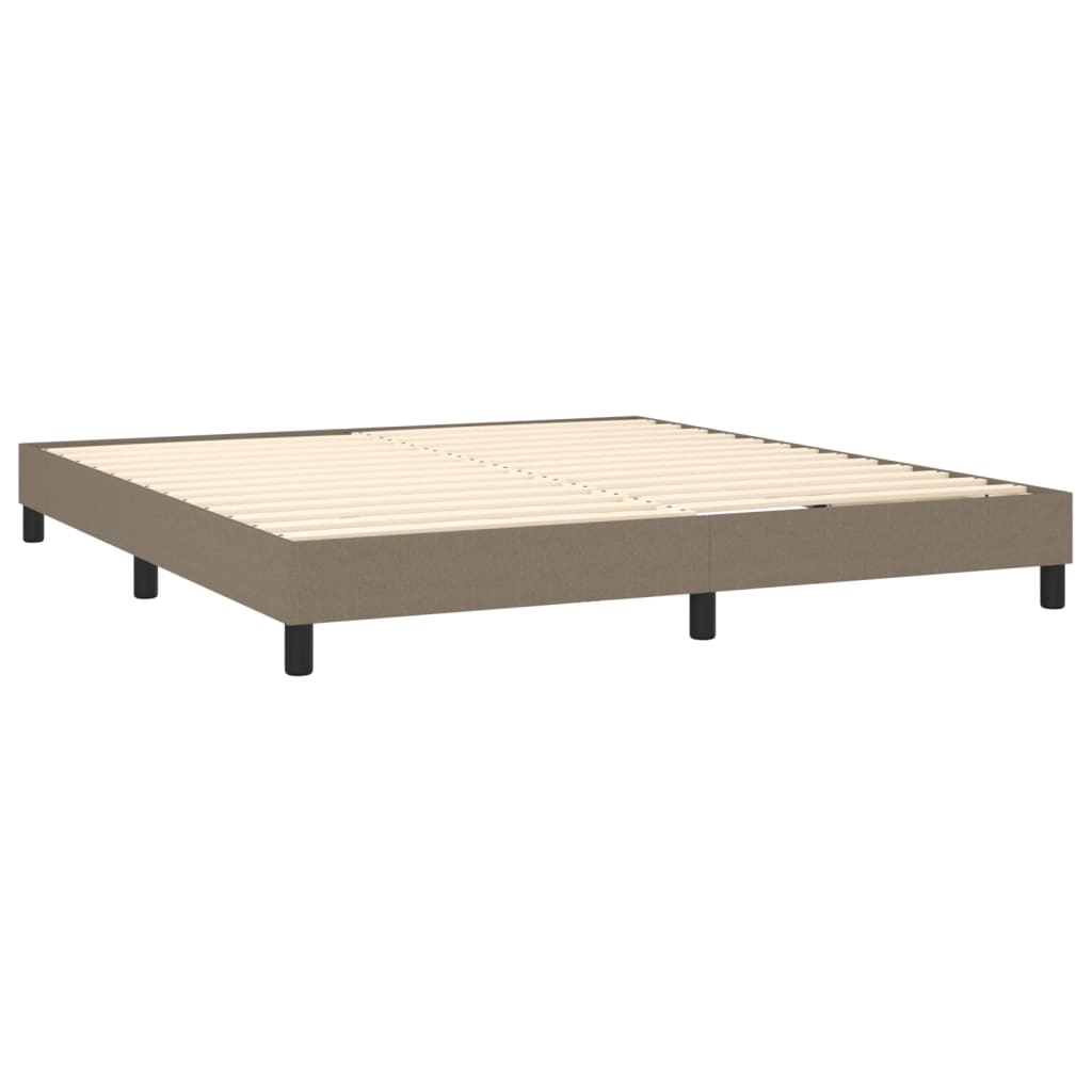 Krevet box spring s madracem LED smeđesivi 160x200 cm tkanina