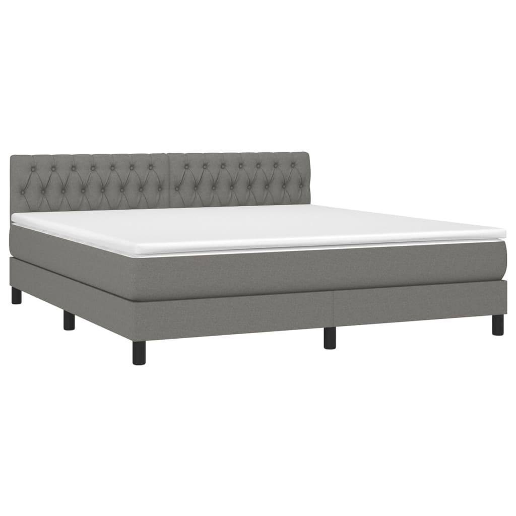 Krevet box spring s madracem LED tamnosivi 180x200 cm tkanina