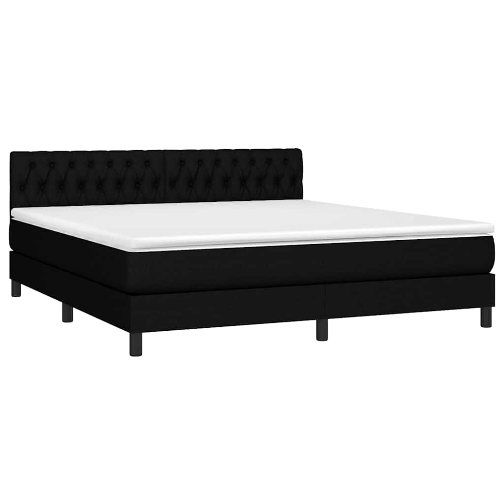 Krevet box spring s madracem LED crni 180x200 cm od tkanine