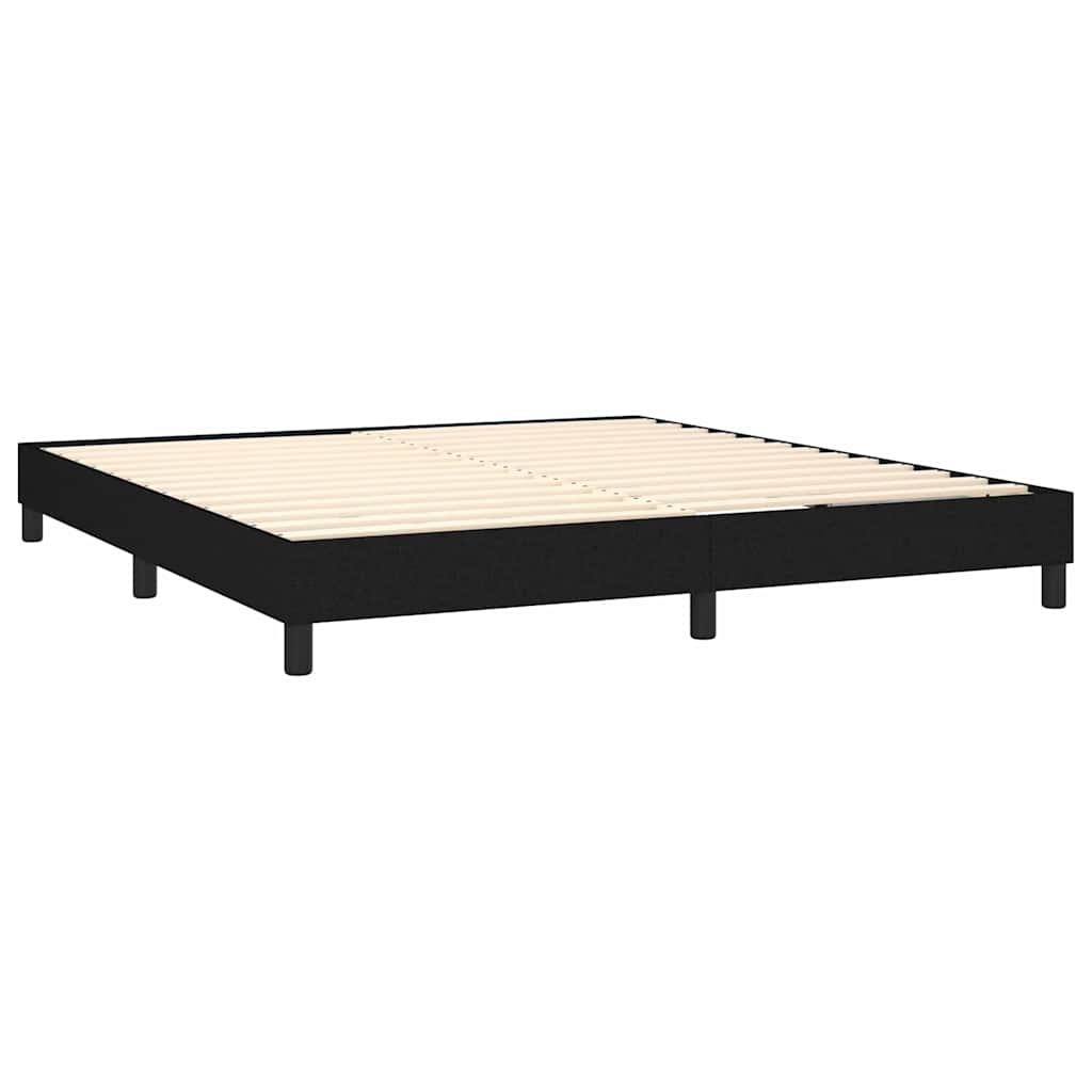 Krevet box spring s madracem LED crni 180x200 cm od tkanine