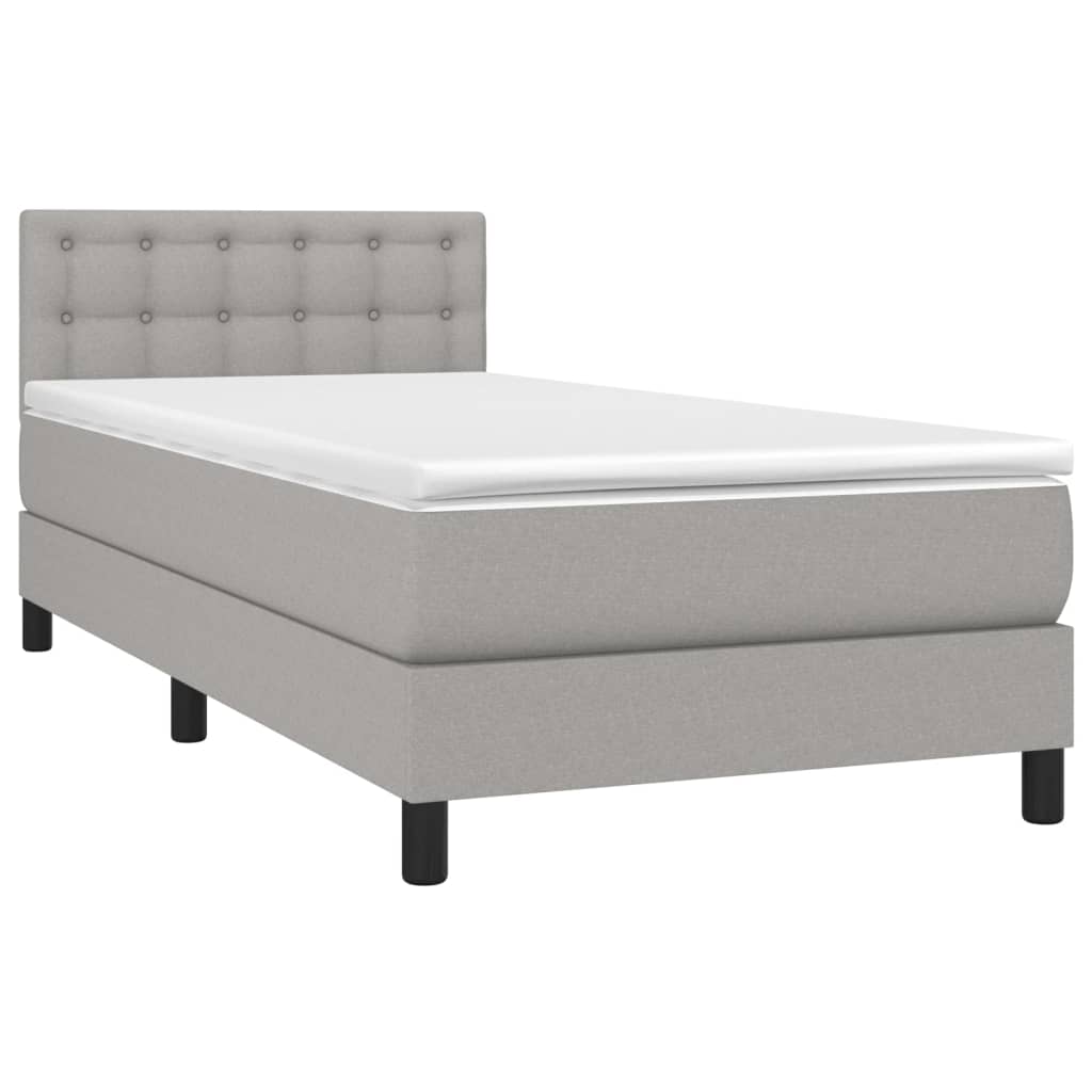 Krevet box spring s madracem LED svjetlosivi 80x200 cm tkanina