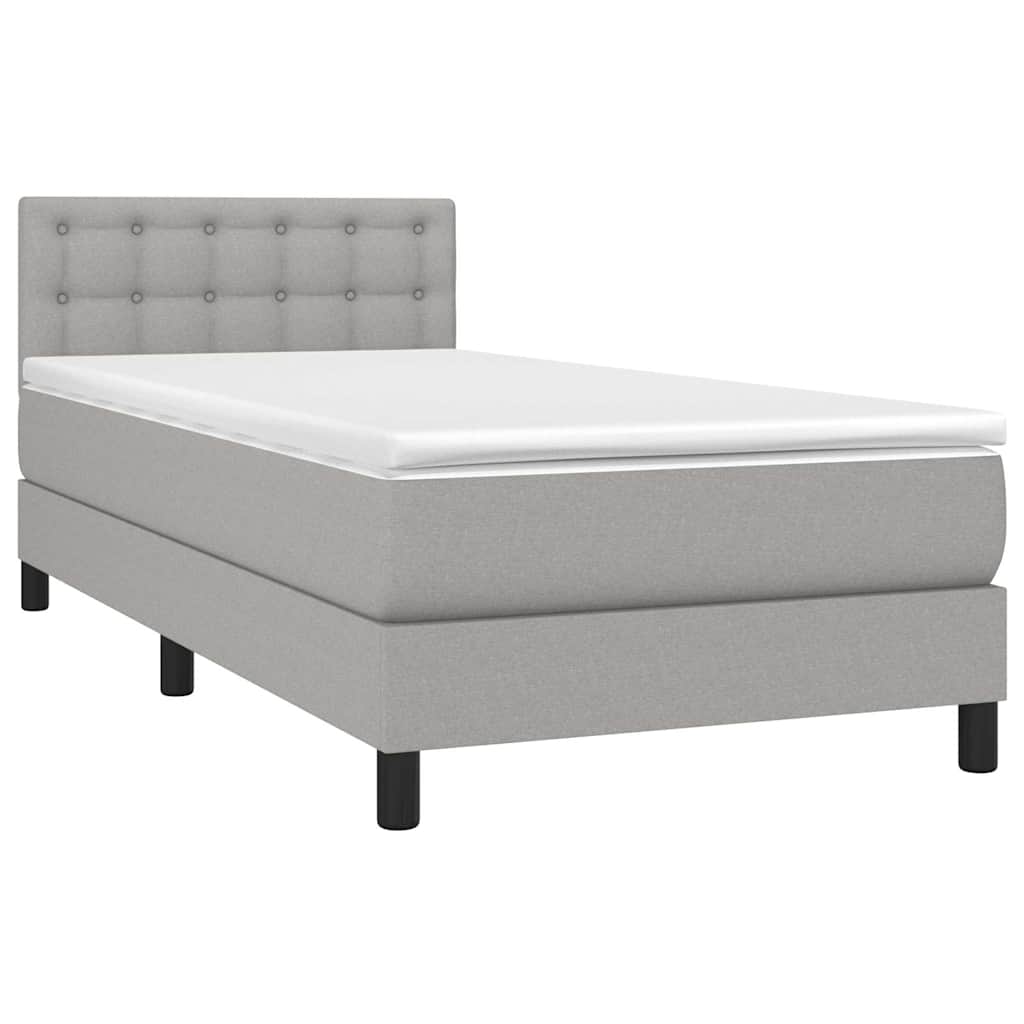 Krevet box spring s madracem LED svjetlosivi 80x200 cm tkanina