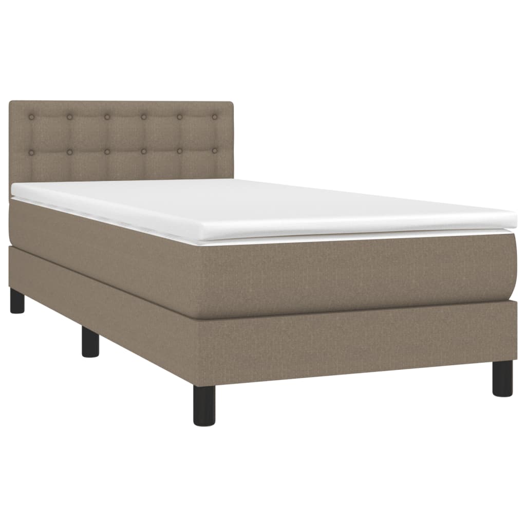 Krevet box spring s madracem LED smeđesivi 80 x 200 cm tkanina