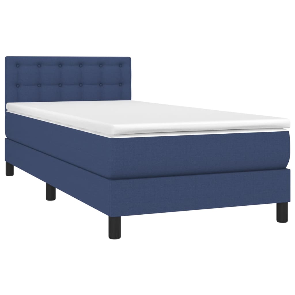 Krevet box spring s madracem LED plavi 80 x 200 cm od tkanine