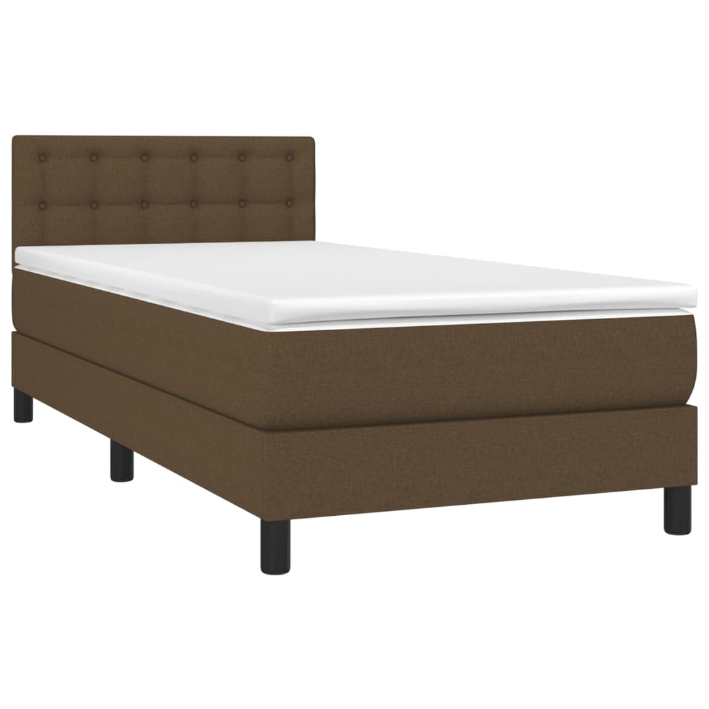 Krevet box spring s madracem LED tamnosmeđi 90x190 cm tkanina