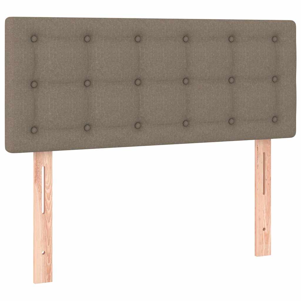 Krevet box spring s madracem LED smeđesivi 90x190 cm tkanina