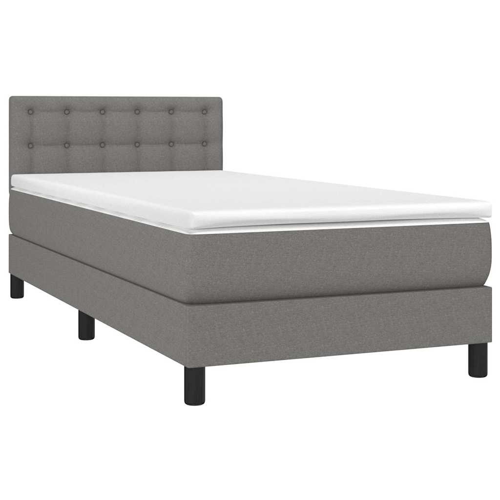 Krevet box spring s madracem LED tamnosivi 100x200 cm tkanina
