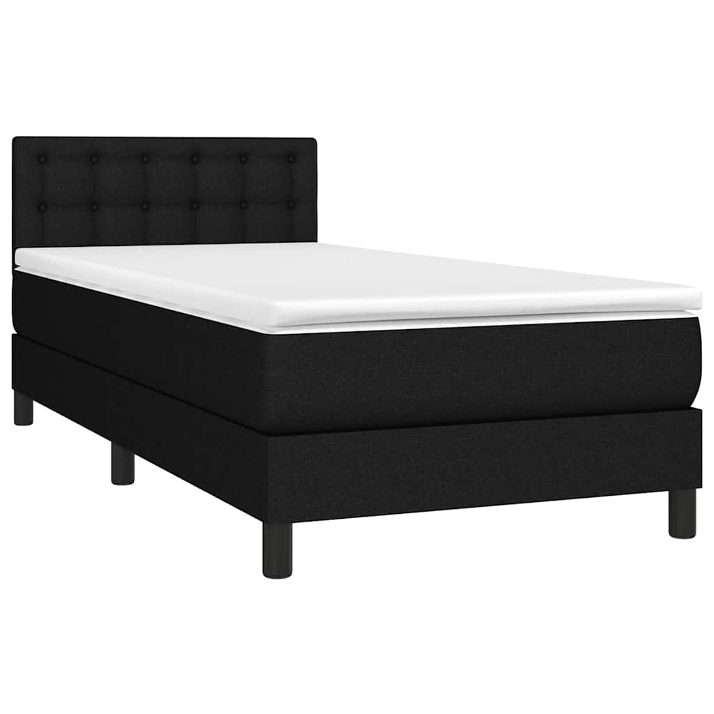 Krevet box spring s madracem LED crni 100x200 cm od tkanine